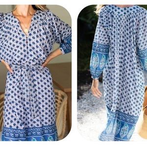 EMERSON FRY OLYMPIA CAFTAN - HERITAGE BLUE FLOWERS India Collection Size XS/S